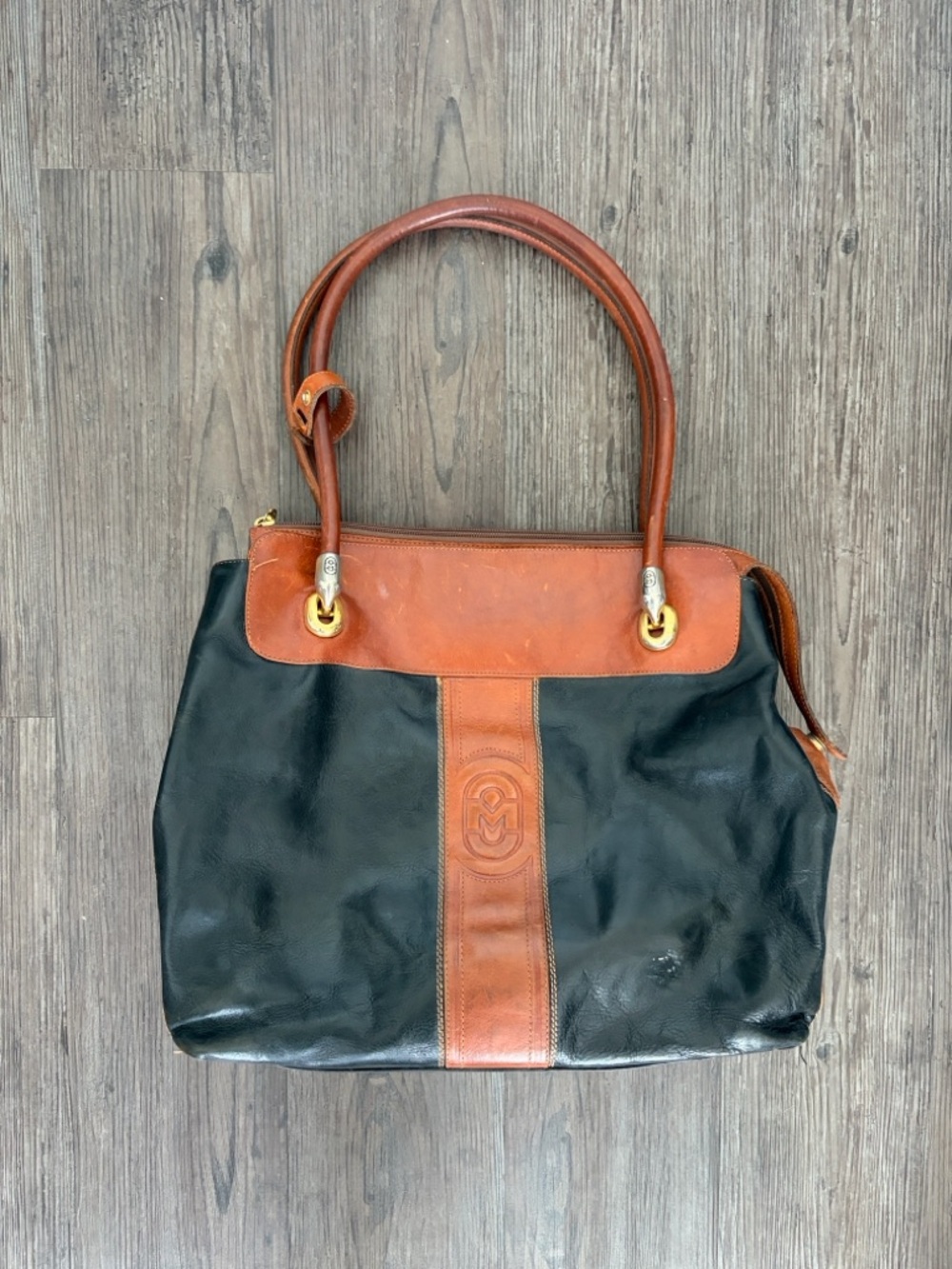 VINTAGE MARINO ORLANDI GENUINE LEATHER PURSE MADE IN ITALY BRONW, GOLD BLACK